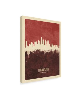 Michael Tompsett Philadelphia Pennsylvania Skyline Red II Canvas Art - 20" x 25"