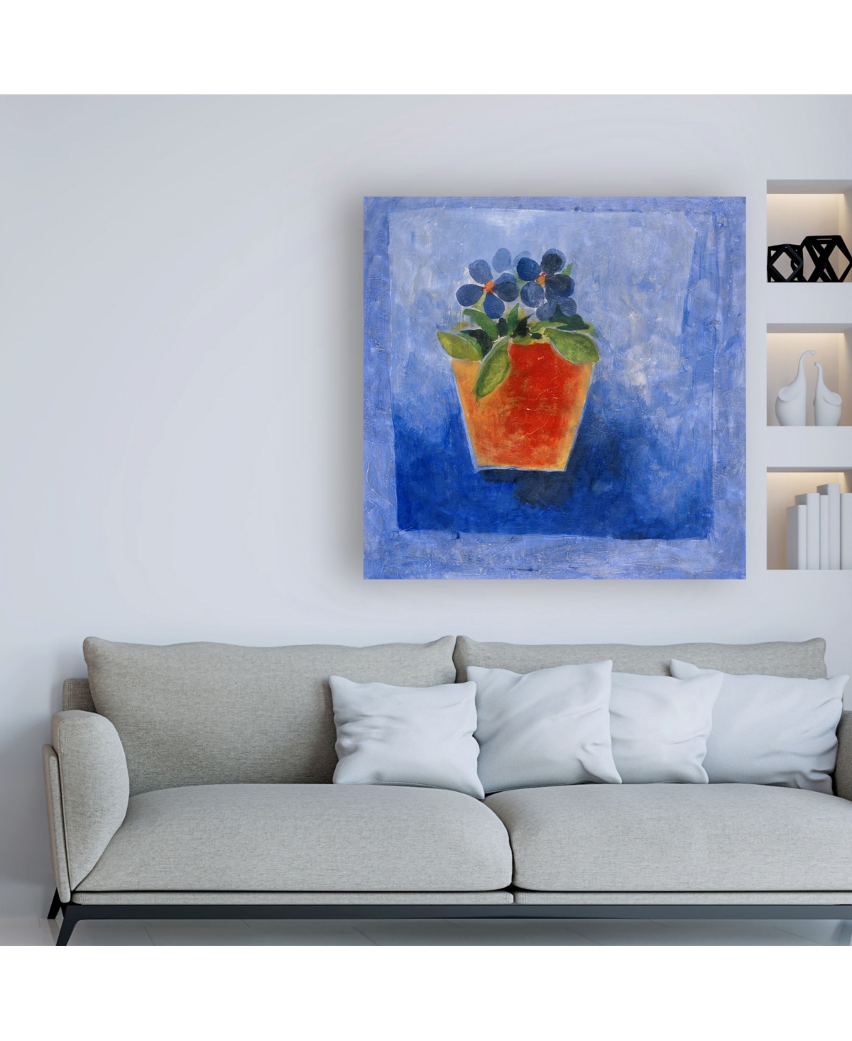 Pablo Esteban Orange Flower Pot Canvas Art -