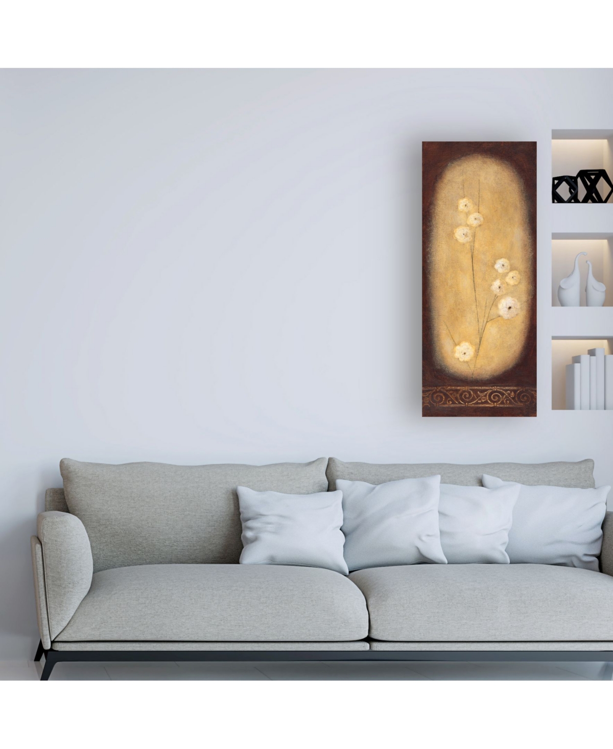 Pablo Esteban Small White Flowers in Circle Canvas Art -