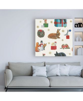Trademark Global Emily Adams Christmas Critters Bright Pattern IIIB Canvas Art - 36.5" x 48"