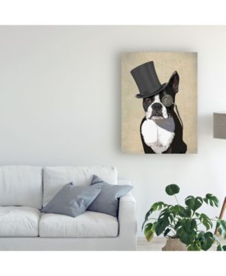 Trademark Global Fab Funky Boston Terrier, Formal Hound and Hat Canvas Art - 19.5" x 26"