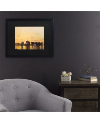 Charles Emile De Tournemine African Elephants Matted Framed Art - 15" x 20"