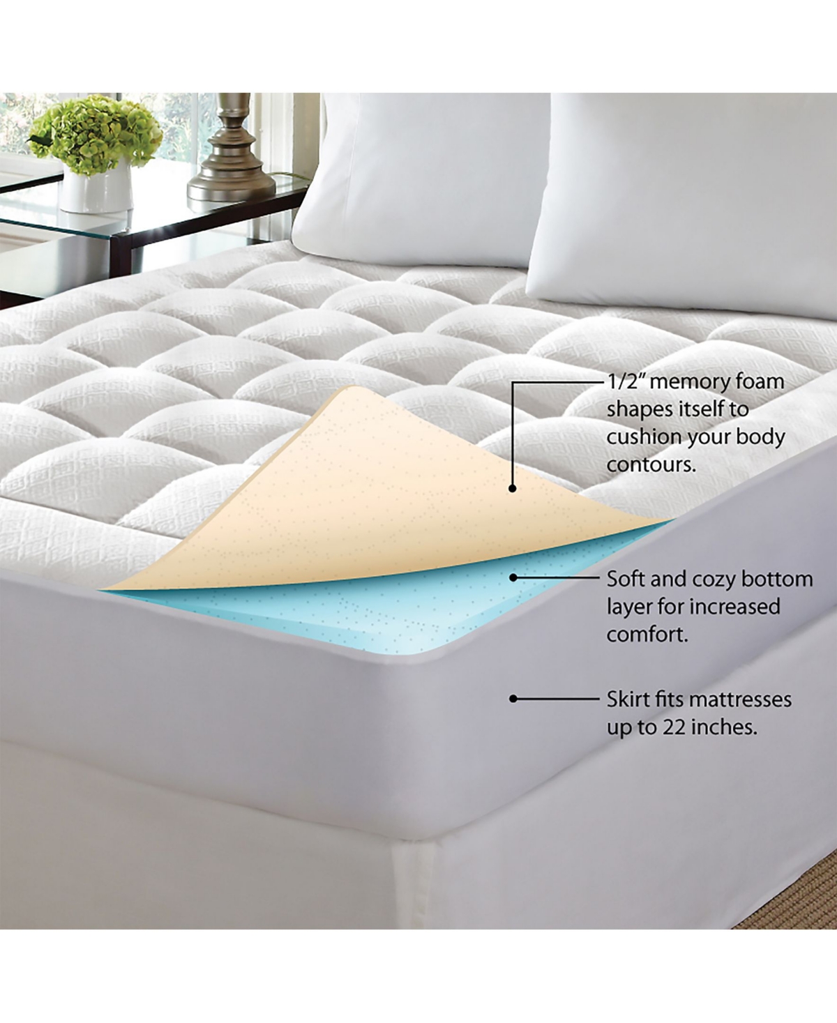 Rio Home Fashions Pure Rest 1.5" Washable Memory Foam Mattress Pad