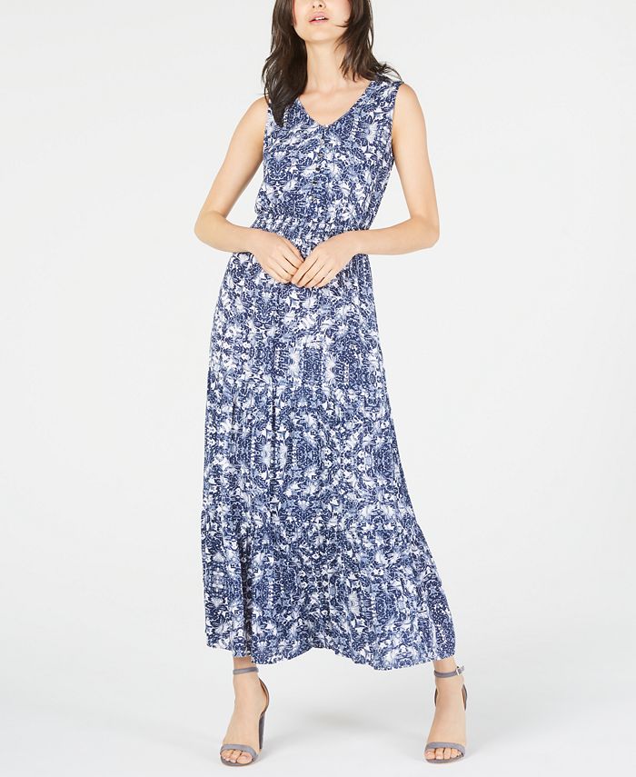 NY Collection Petite Printed Maxi Dress - Macy's