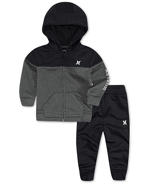 Hurley Baby Boys 2-Pc. Dri-FIT Solar French Terry Zip Hoodie & Jogger ...