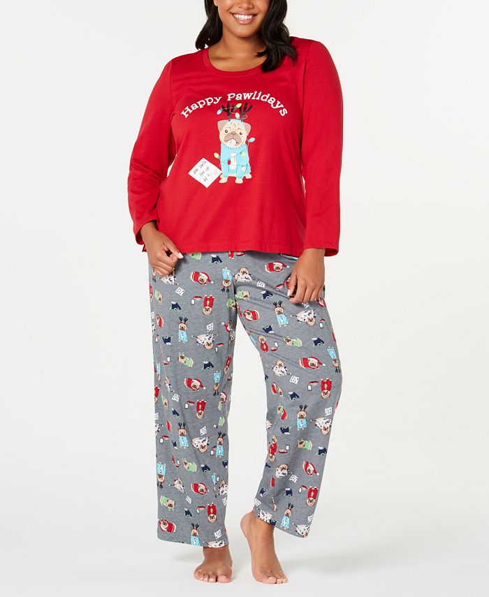 Family Pajamas Matching Plus Size Happy Pawlidays Pajama Set, Created