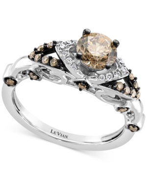 image of Le Vian Chocolate Diamond (1 ct. t.w.) & Vanilla Diamond Accent Ring in 14k White Gold