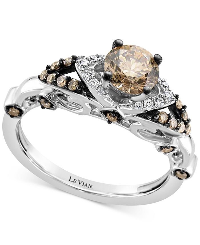 Le Vian Chocolate Diamond (1 ct. .) & Vanilla Diamond Accent Ring in 14k  White Gold & Reviews - Rings - Jewelry & Watches - Macy's