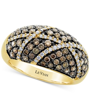 image of Le Vian Chocolate Diamond (1 ct. t.w.) & Vanilla Diamond (1/4 ct. t.w.) Cluster Statement Ring in 14k Gold