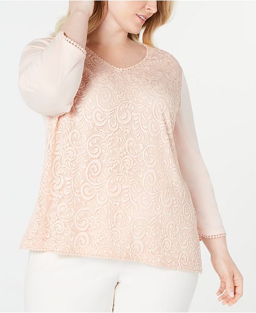 Alfred Dunner Plus Size Boardroom Lace Front Top Reviews Tops