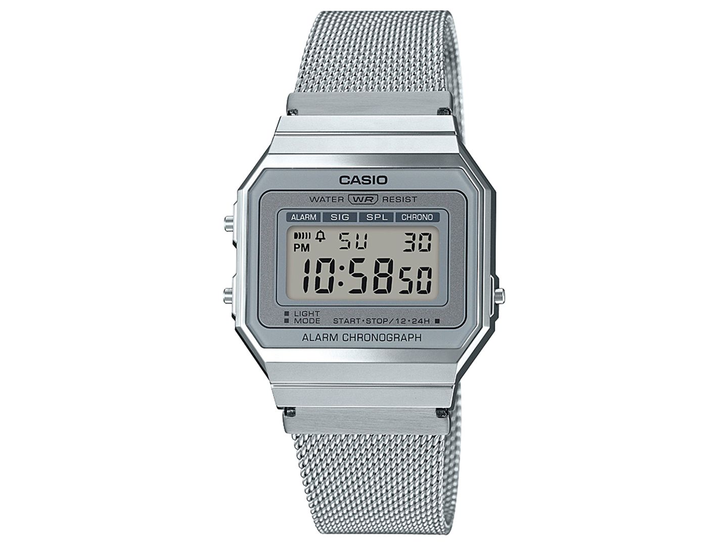 Часы Casio Unisex Digital Stainless Steel Mesh Bracelet Watch 35.5mm — фото 1