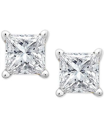 Macy's princess cut diamond sale earrings