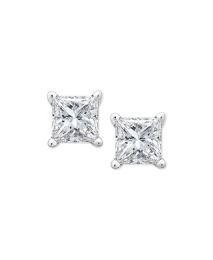 Macy's PrincessCut Diamond Stud Earrings in 10k White Gold (1/10 ct. t