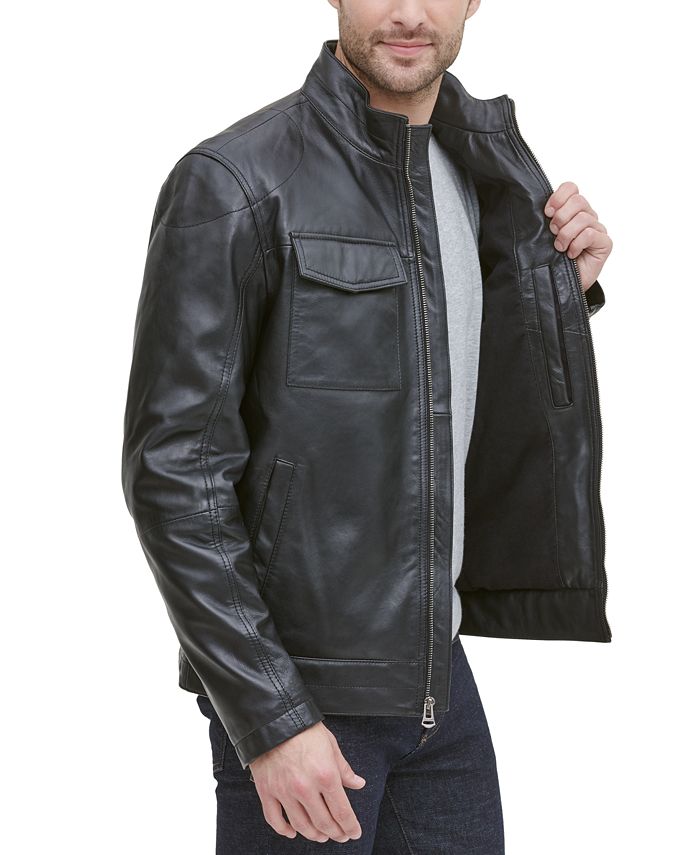 Cole Haan Men's Leather Racer Jacket, Created for Macy's - Macy's