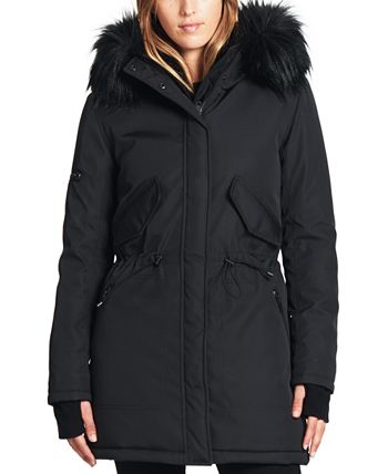 S13 Luxe Canyon Faux Fur Trim Hooded Parka Coat - Macy's