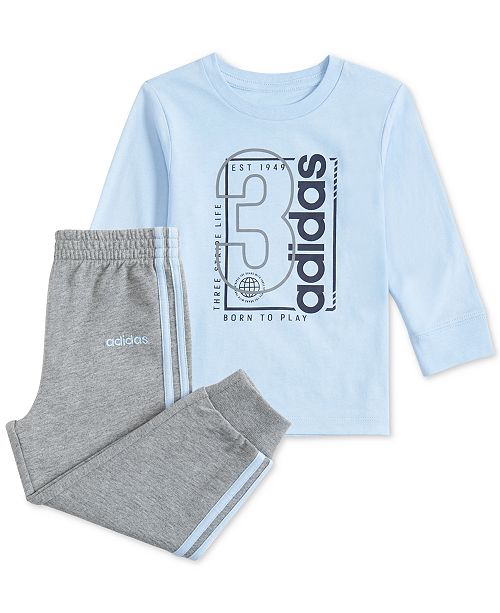 Adidas Baby Boys 2 Pc Cotton T Shirt Jogger Pants Set