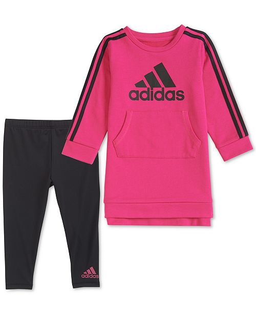 Adidas Baby Girls 2 Pc French Terry Dress Leggings Set