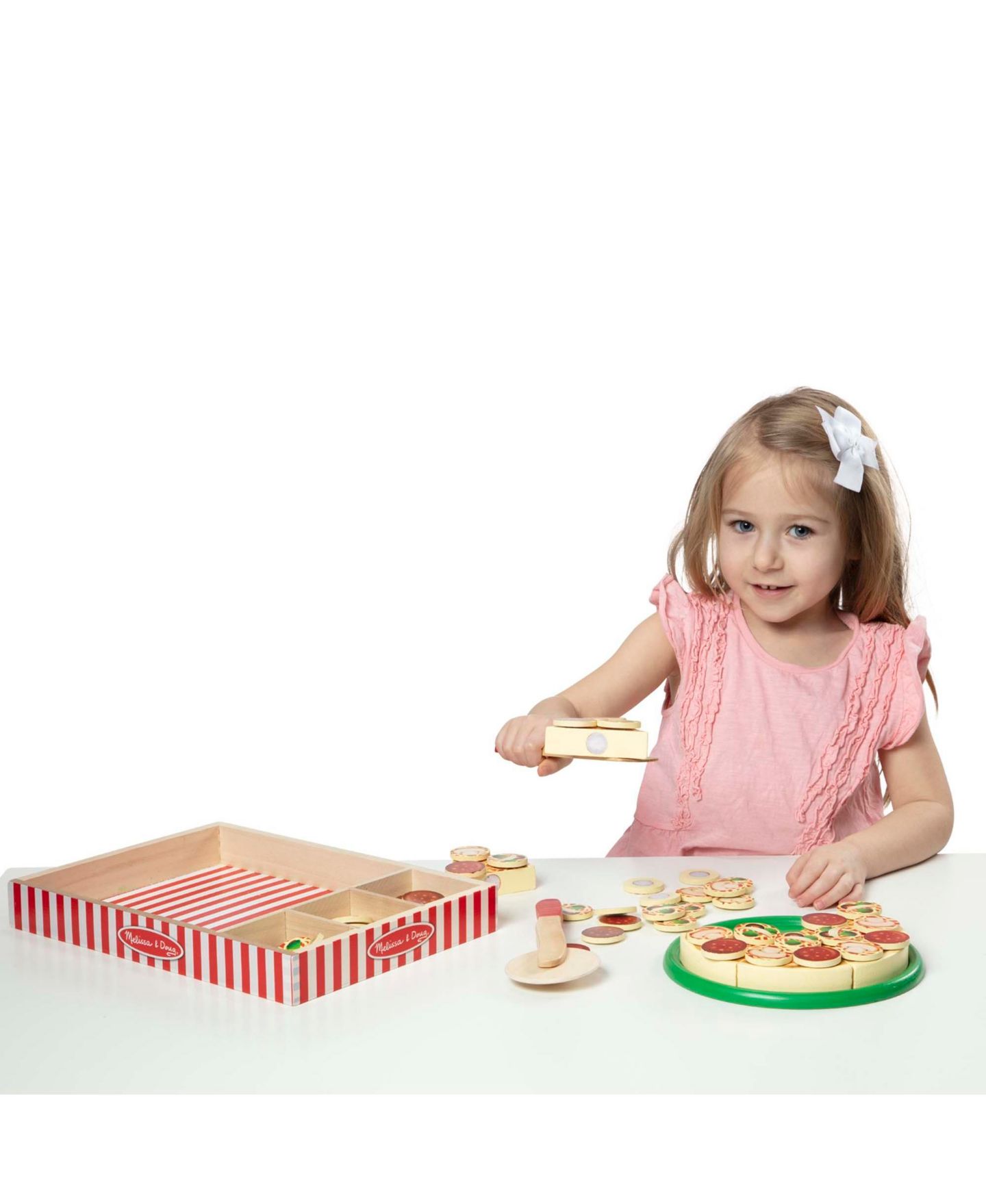 Детские игрушки Melissa and Doug Pizza Party Wooden 63-Piece Play Food Set, Ages 3-5 — фото 3