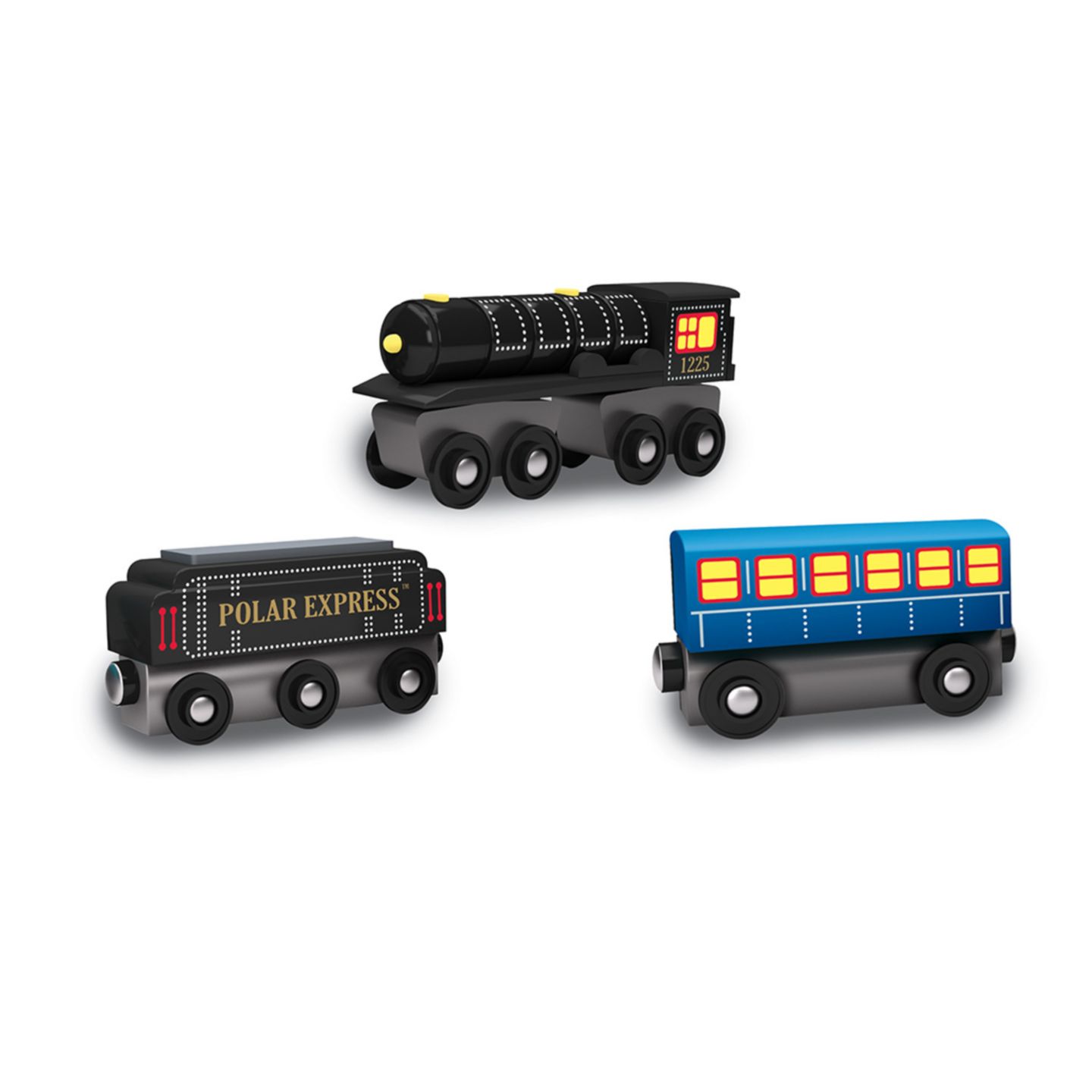 Детские игрушки Masterpieces The Polar Express Magnetic 3-Piece Wooden Train Set, цвет: Разноцветный — фото 3
