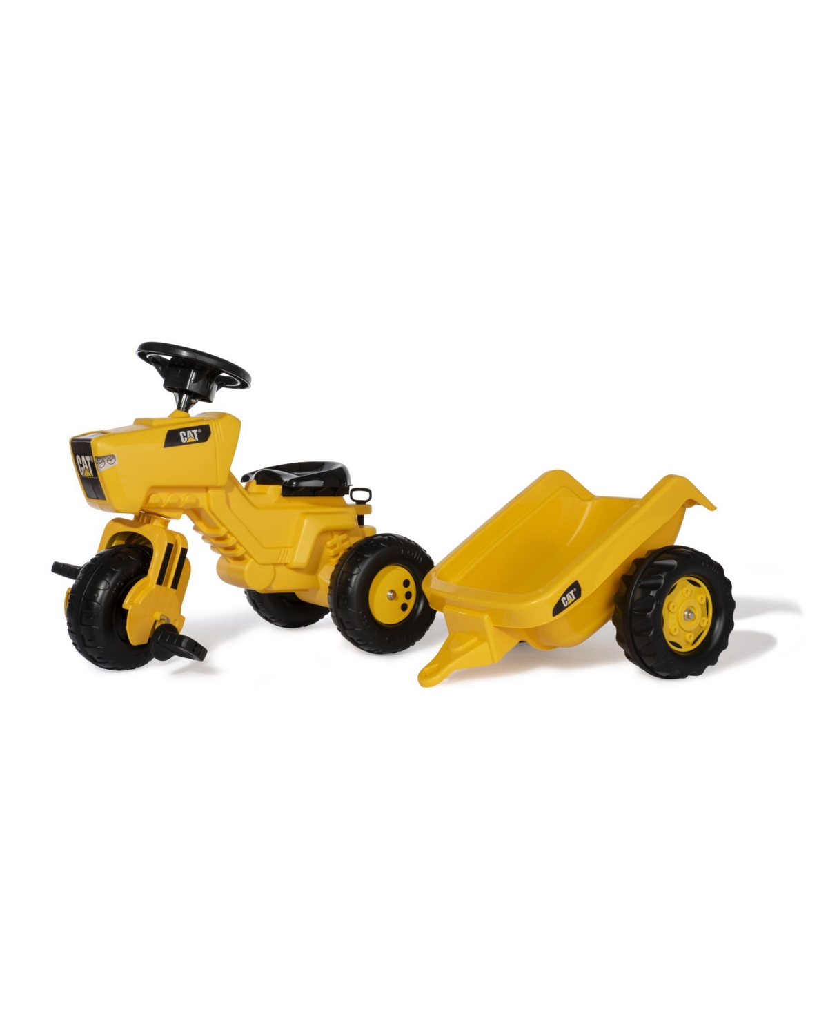 Shop Rolly Toys Cat 3 Wheel Trike Pedal Tractor With Removable Hauling Trailer In Yellow