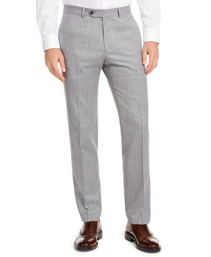 Tommy Hilfiger Men's Modern-Fit THFlex Stretch Gray/White Stripe Suit ...