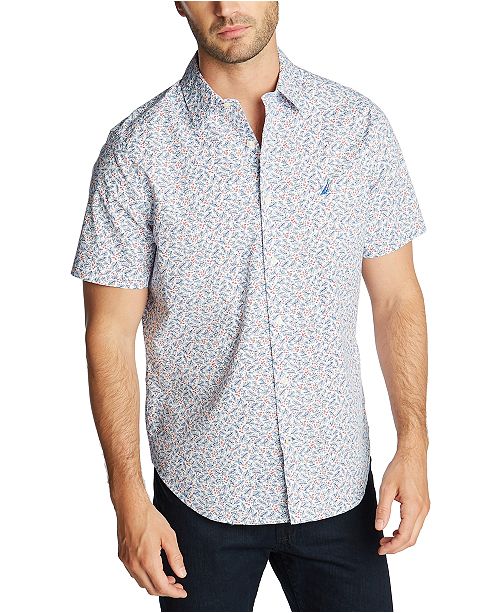 Nautica Men S Classic Fit Blue Sail Floral Print Short Sleeve Shirt