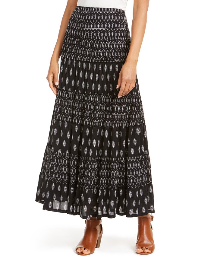 Style & Co Printed Tiered Skirt, Created for Macy's - Macy's