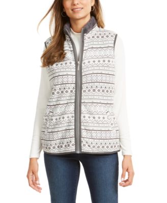 Karen Scott - Fairisle-Print Sherpa-Trim Vest