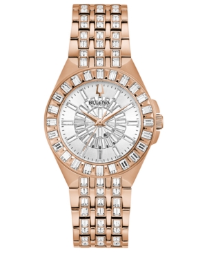 image of Bulova Women-s Phantom Rose Gold-Tone Stainless Steel Bracelet Watch 32.5mm