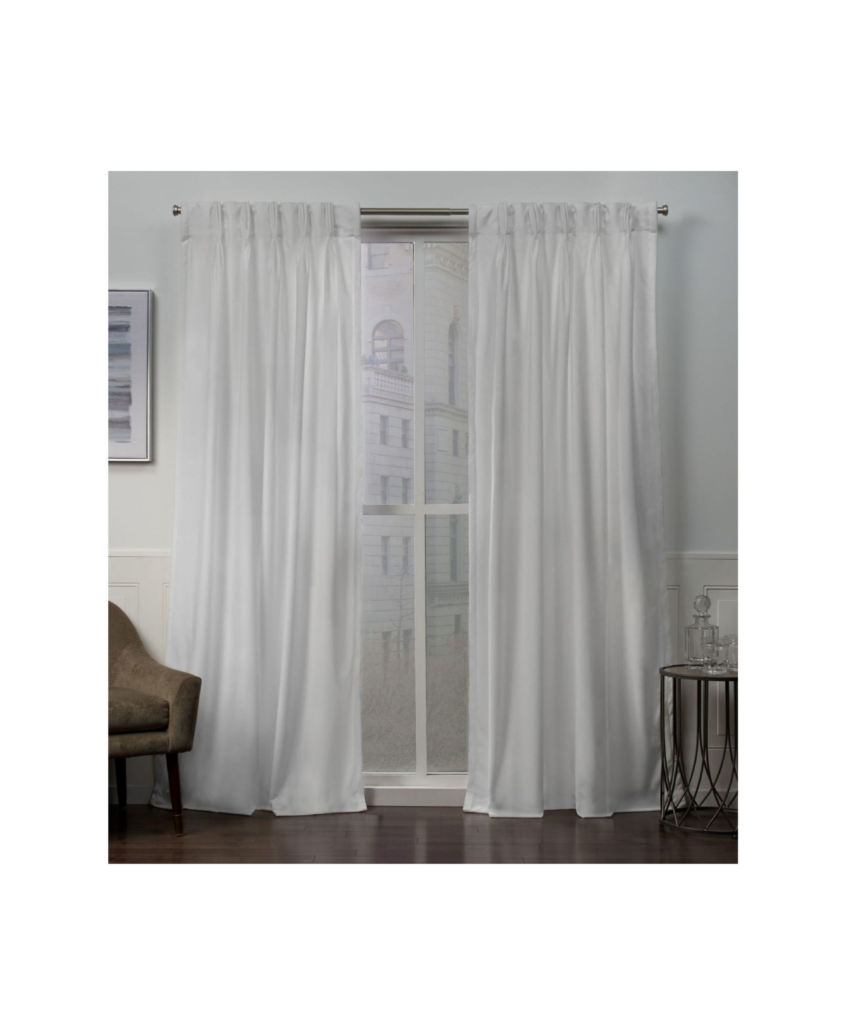 Exclusive Home Curtains Velvet Heavyweight Pinch Pleat Curtain Panel Pair, 27