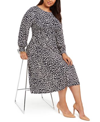 Jessica Howard Plus Size Printed Long-Sleeve Dress - Macy's