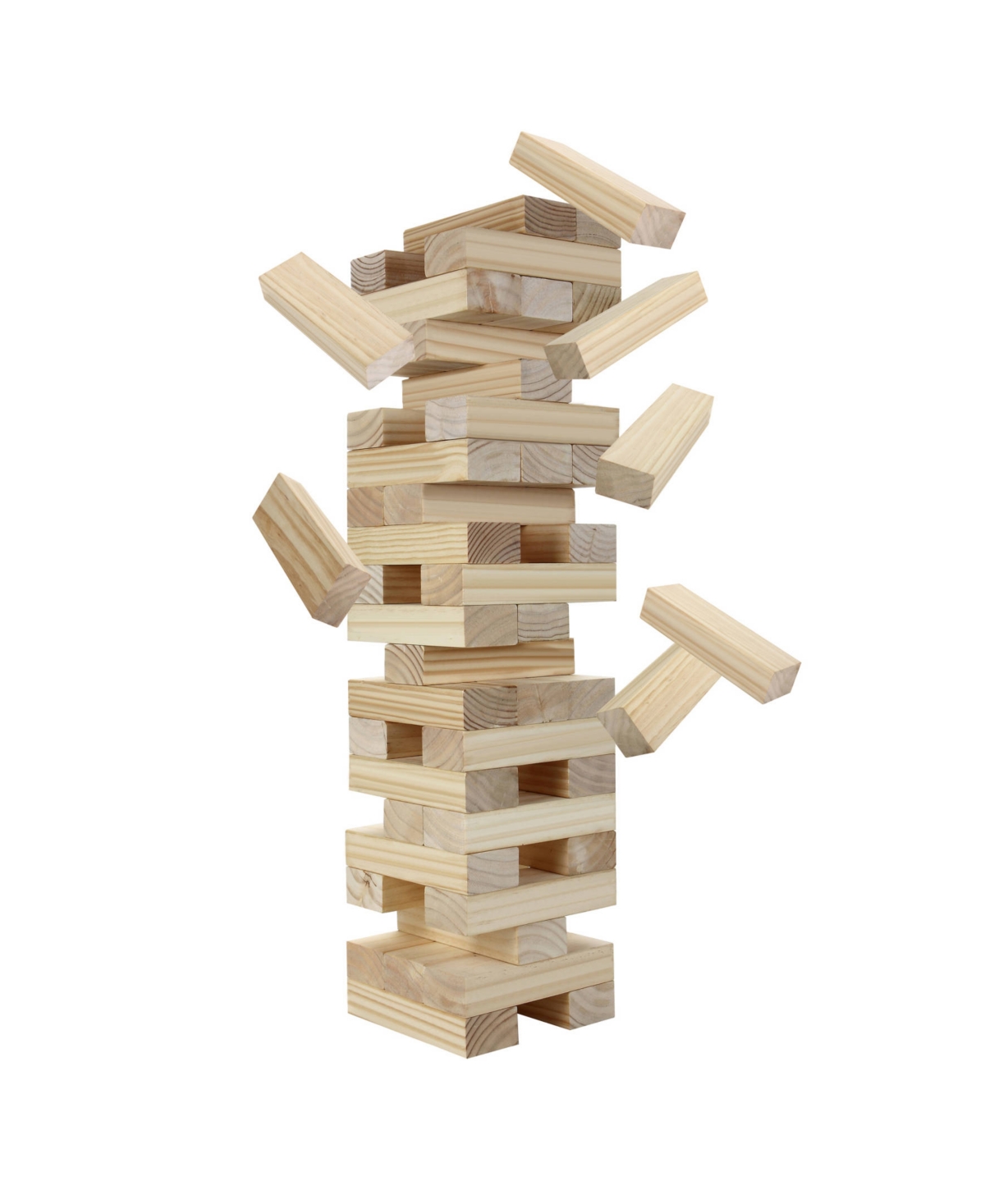 Hathaway Kids' Block Out Wood Stacking, Collapsing Game With Bag In Brown