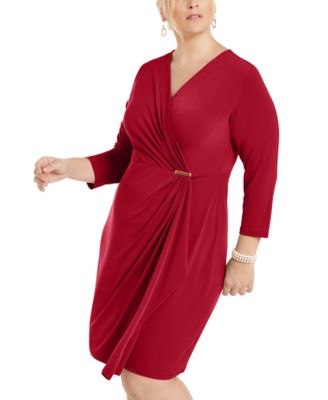 macy's plus size red dresses