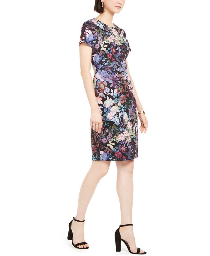 Adrianna Papell Floral-Print Scuba Dress - Macy's