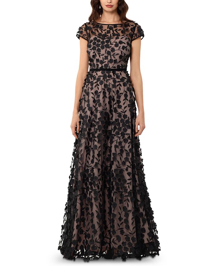 XSCAPE 3D Embroidered Floral Gown - Macy's