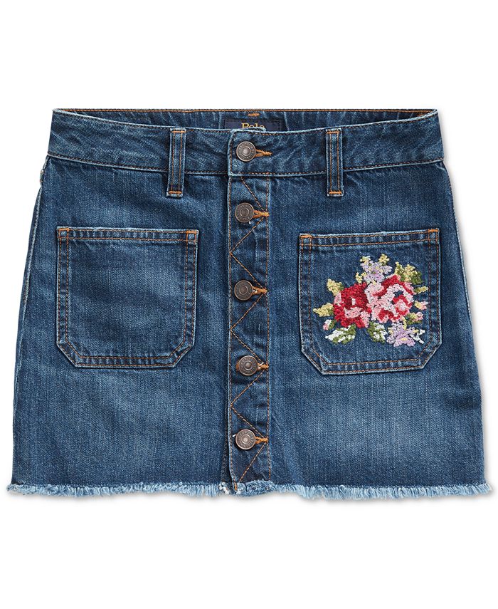 Polo Ralph Lauren Big Girls Denim Button Skirt - Macy's