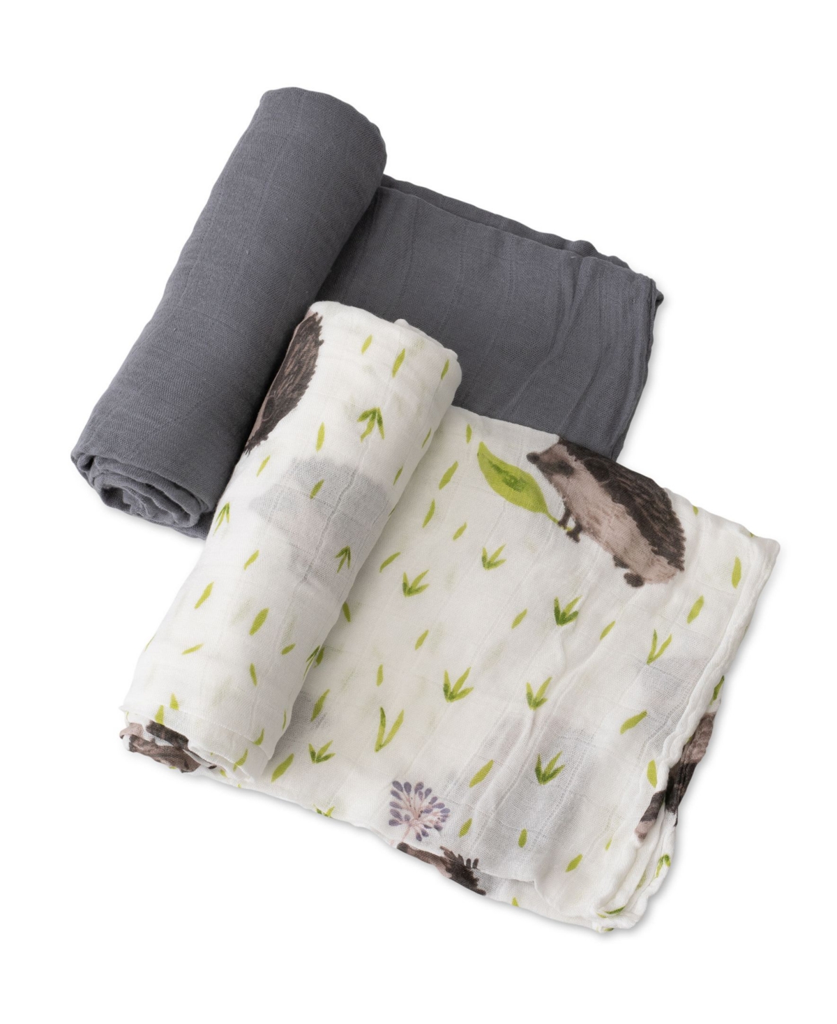 Little Unicorn Charcoal Hedgehog Deluxe Muslin Set - Charcoal and Hedgehog Prints