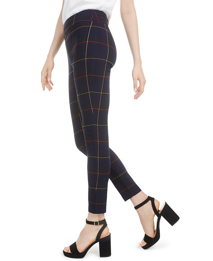 yellow plaid skinny pants