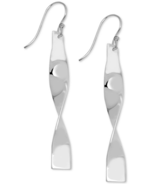 image of Essentials Twisted Bar Drop Earrings in Fine Silver-Plate