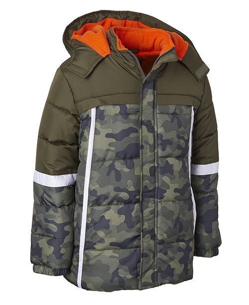 Ixtreme Toddler Boys Hooded Colorblocked Camo Print Jacket With