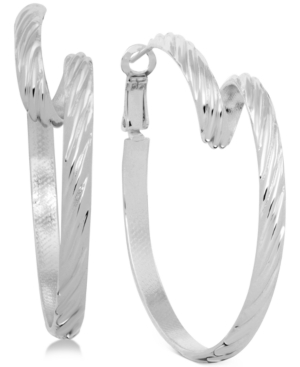 image of Essentials Twisted Omega Hoop Earrings in Fine Silver-Plate