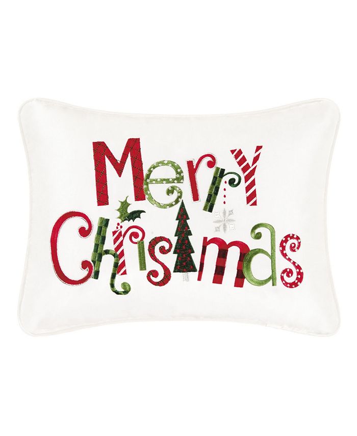 Merry Christmas Embroidered Pillow