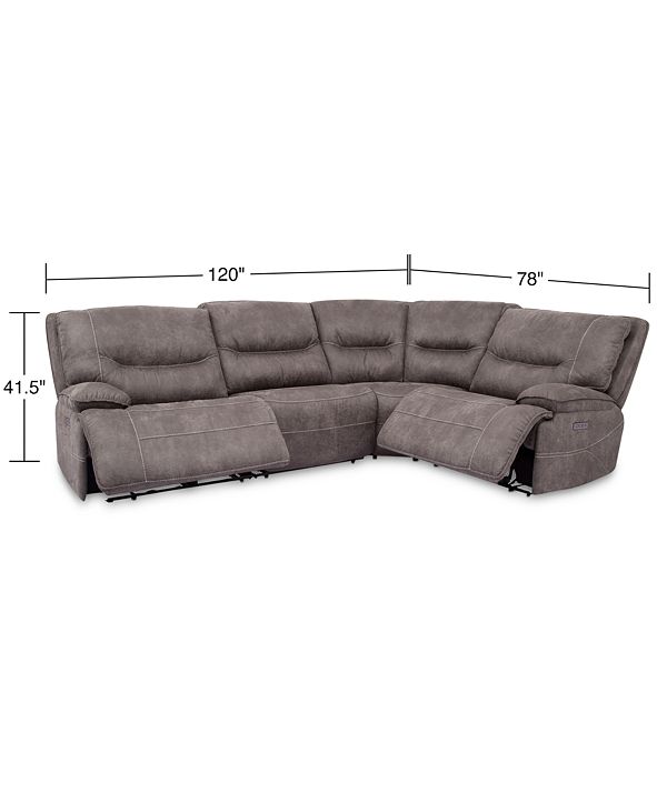 Furniture Felyx 4Pc. Fabric Sectional Sofa With 2 Power Recliners