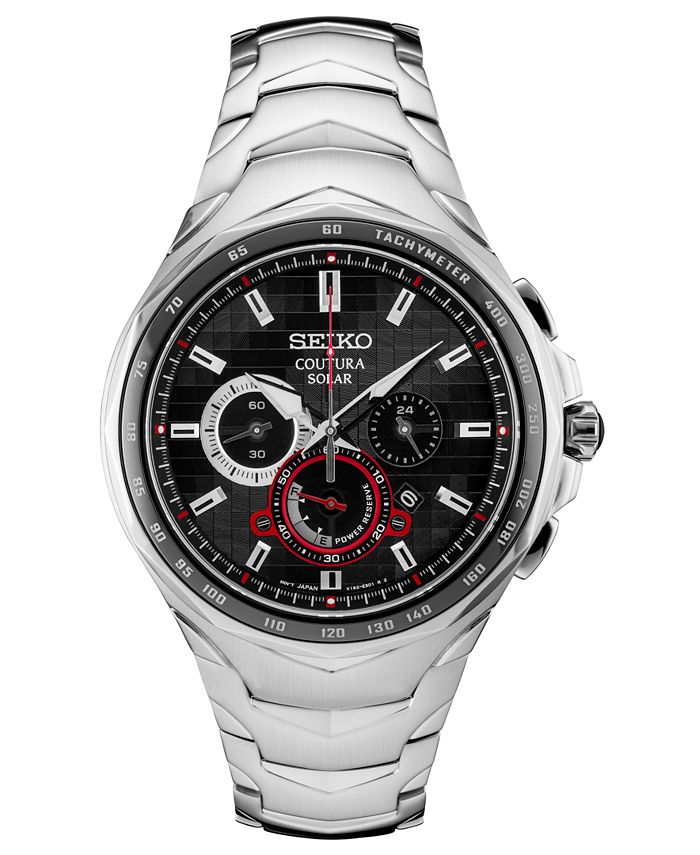 Seiko Men's Solar Chronograph Coutura Stainless Steel Bracelet Watch   & Reviews - All Watches - Jewelry & Watches - Macy's