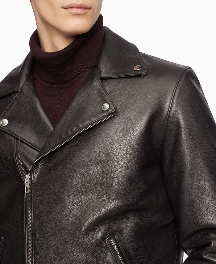 Calvin Klein Men's Leather Biker Jacket - Macy's