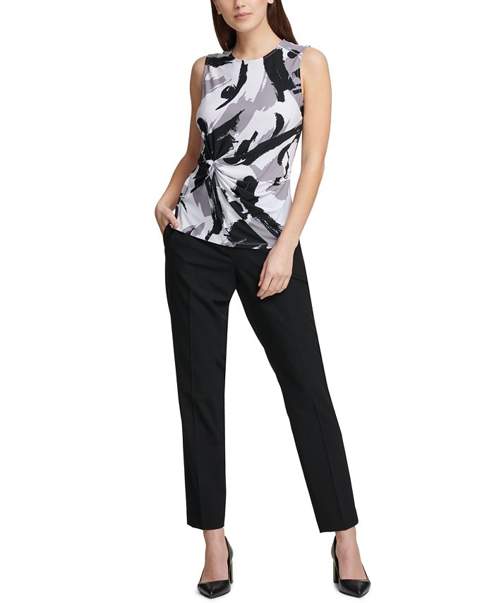 DKNY Printed Side-Knot Top - Macy's