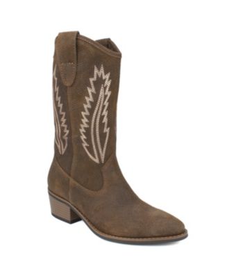 White Mountain Caraway Women's Western Boot – Embroidered Tall Boot, 2 Inch Heel