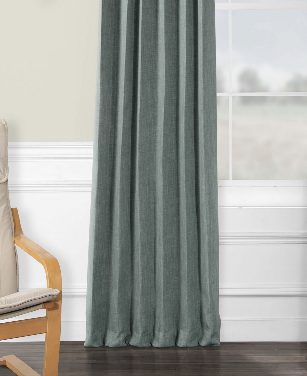 Half Price Drapes Nomad Tan Textured Faux Linen Room Darkening Curtain In Teal