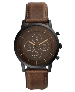 FOSSIL TECH COLLIDER BROWN LEATHER STRAP HYBRID SMART WATCH 42MM