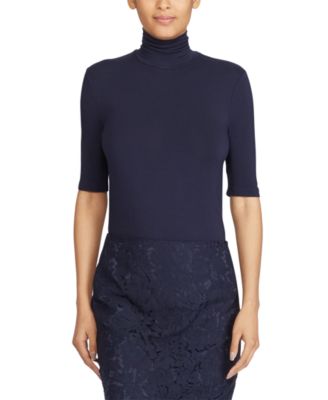 Lauren Ralph Lauren - Monogrammed Turtleneck Stretch Jersey Top